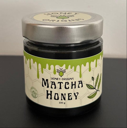 Bio honing met matcha - gezonde en voedzame mix HONEYORIGINS
